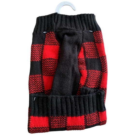 NWT Buffalo Red Black Plaid Pet Knit Dog Sweater Med 12” Length 100% Acrylic - Picture 3 of 7